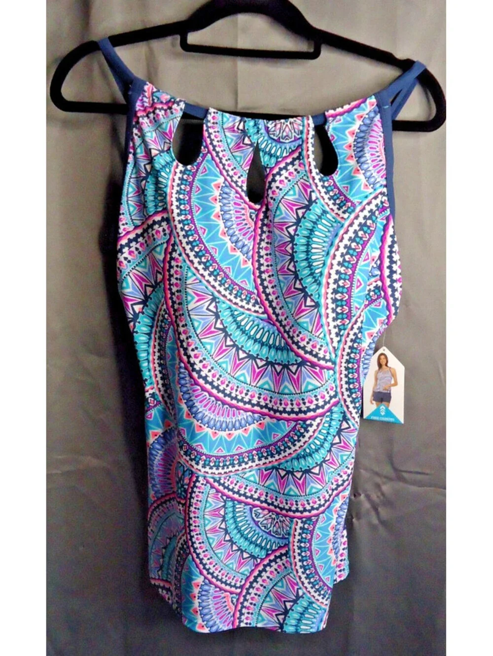 Free Country Swim Tankini Top Size XL (16) Top Only New Multicolored Print